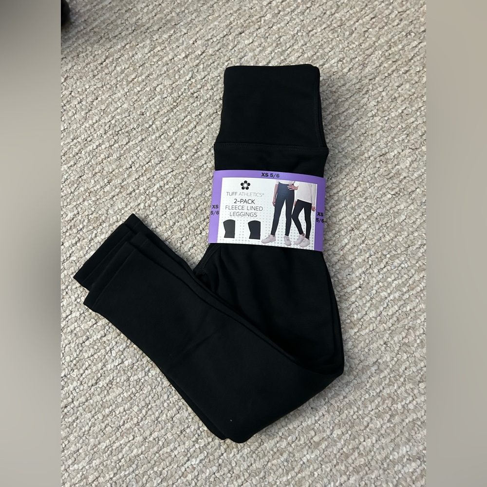 NWT Girl’s Black Fleece Lined Leggings 2pk size XS /6
